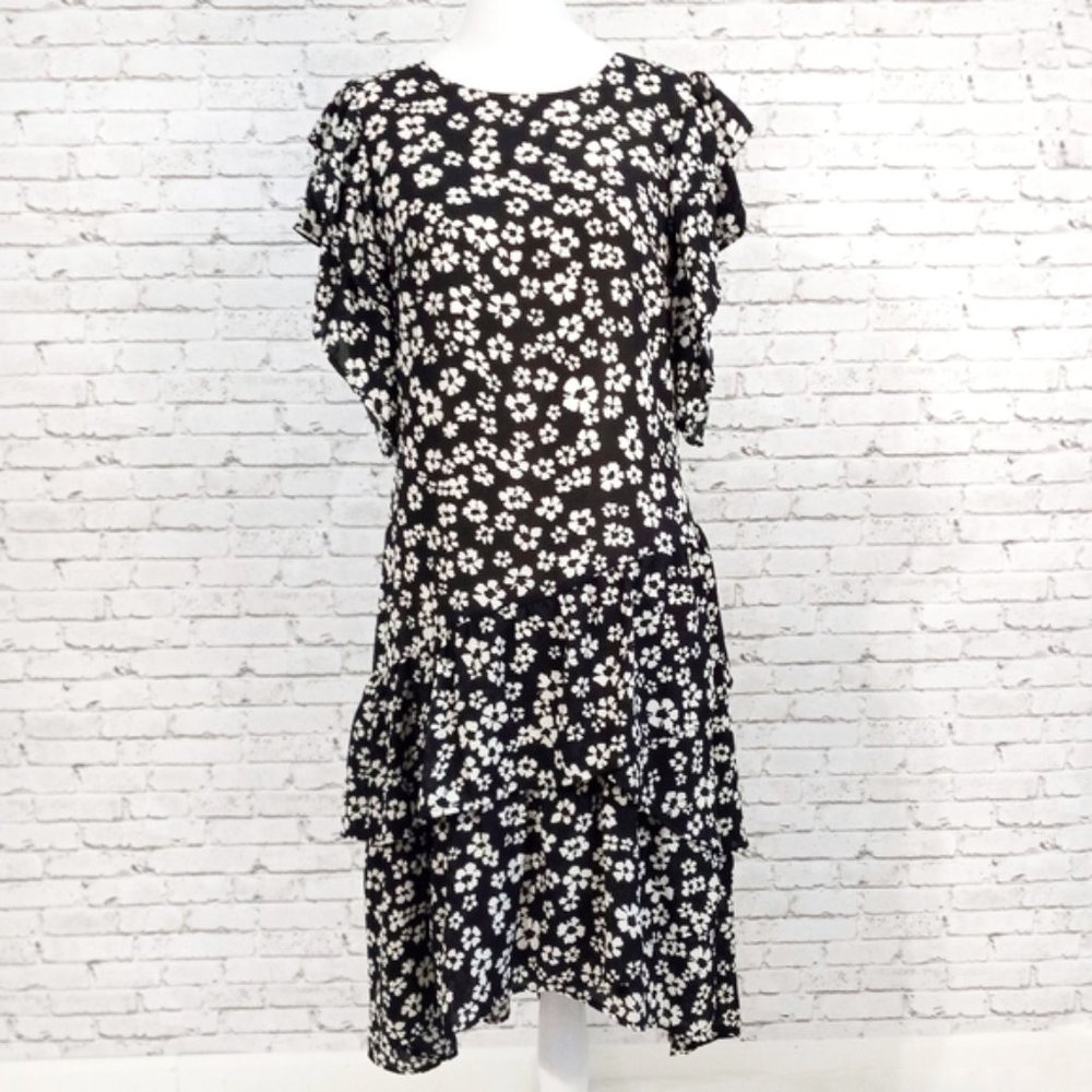 Who What Wear Black Meadow Floral Dress